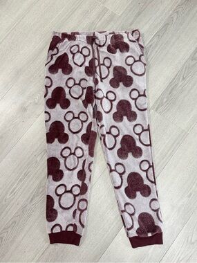 Disney Mickey Soft Plush Jogger Pants in Light Pink‎ & Burgundy